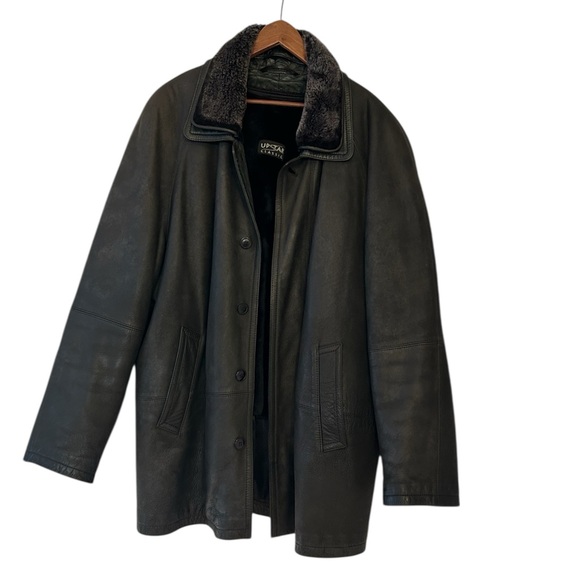 Other - Upstar Black Nubuck Leather Jacket With Removable 100% Shearling Liner